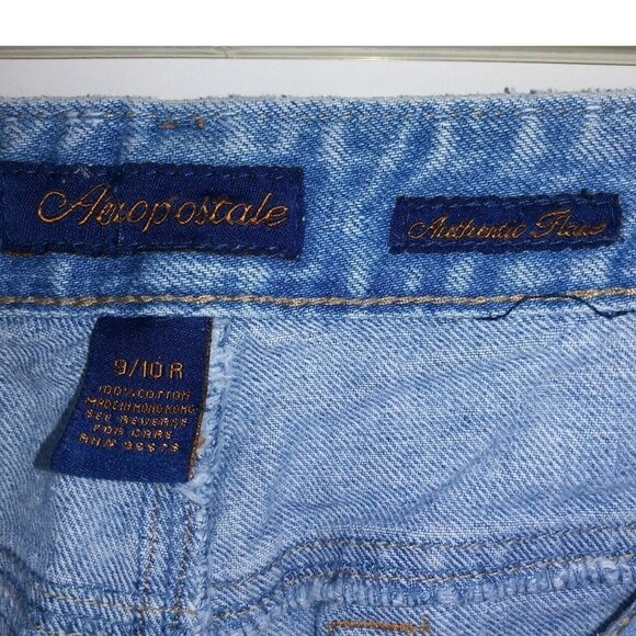 Aeropostale Womens cropped jeans Sz 9/10R distressed raw hem bootcut Flare EUC - Picture 5 of 7